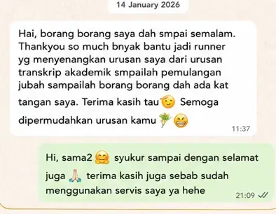 Tangkap layar mesej WhatsApp pelanggan